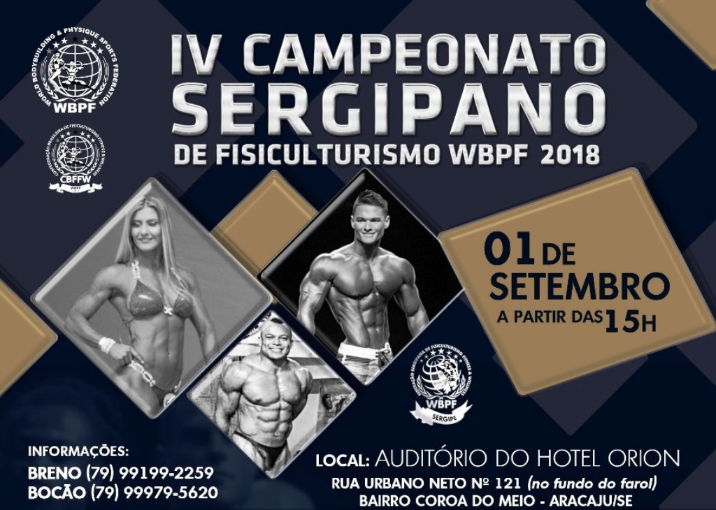 Fisiculturismo: IV Campeonato Sergipano da WBPF será neste sábado - O que é  notícia em Sergipe