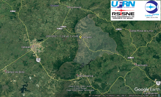 Tremor de terra de magnitude 1.4 é registrado em Malhador