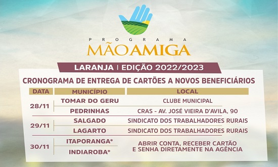 Programa Mão Amiga Laranja entrega cartões a beneficiários de 22 a