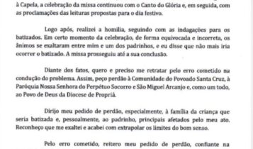 Ele gritou bem alto na frente de todo mundo: essa daí eu não batizo', disse  mãe de criança que teve o padrinho expulso da igreja por padre em SE, Sergipe