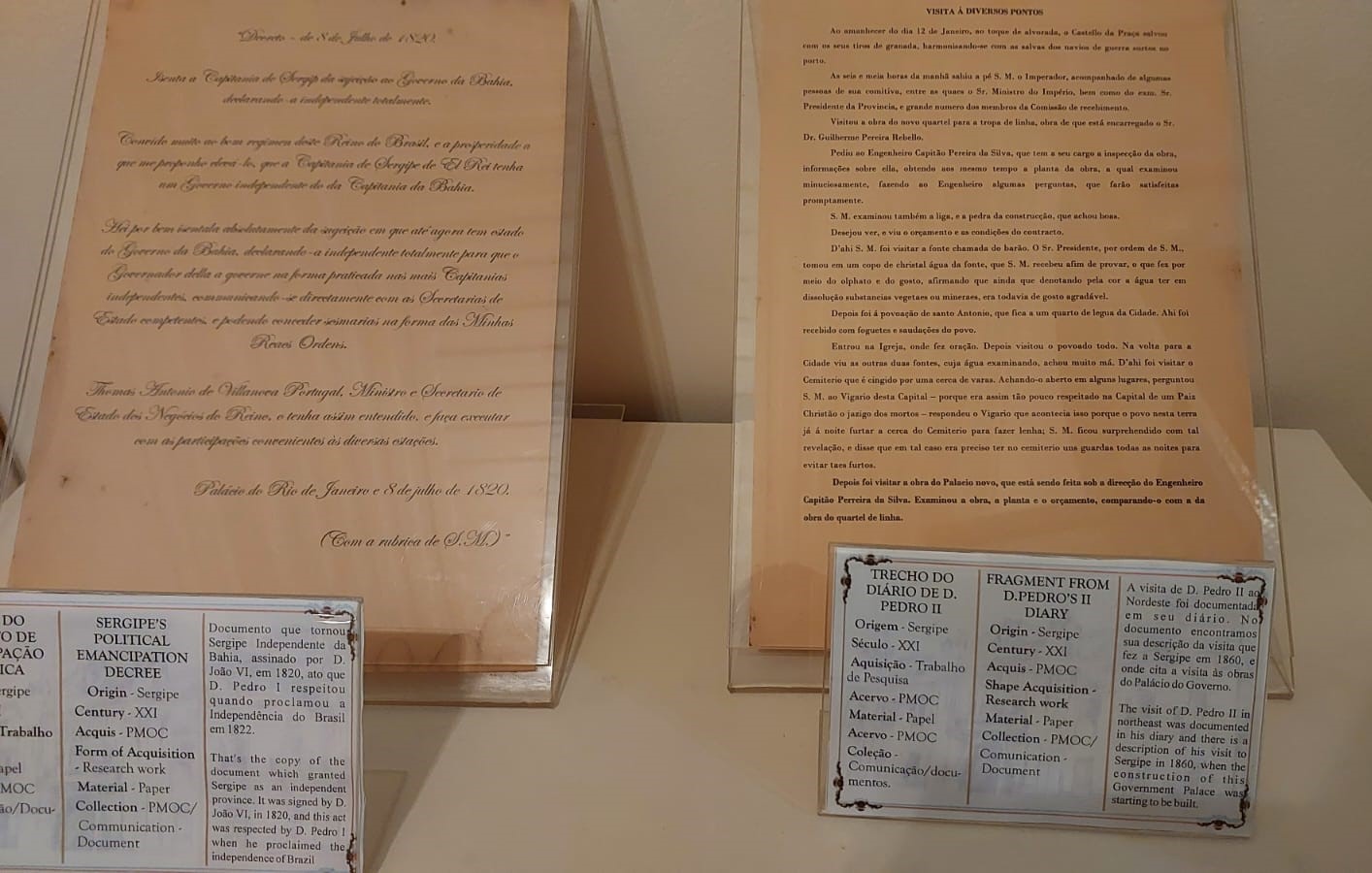 Cópias da Carta Régia exposta no Palácio Olímpio Campos 